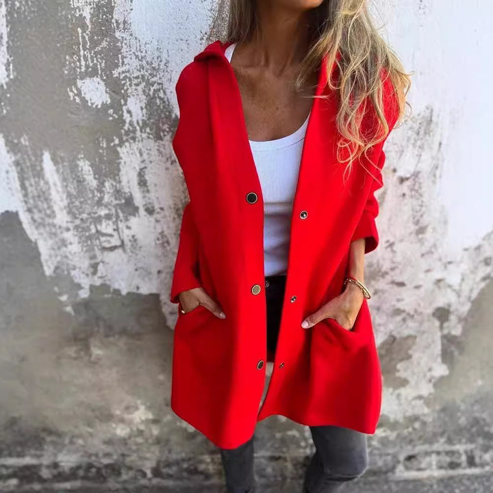 Damen nan Kapuzenmantel mit Druckknopfleiste und geradem Oversize-Schnitt Echo Archiv