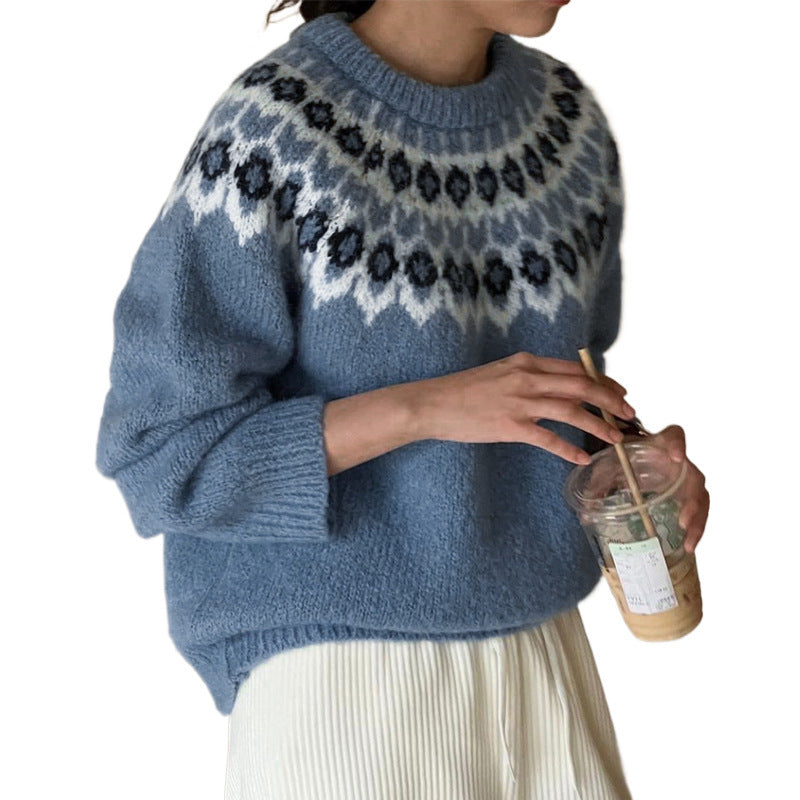 Damen Gemusterter Strickpullover mit Norweger-Motiv Echo Archiv