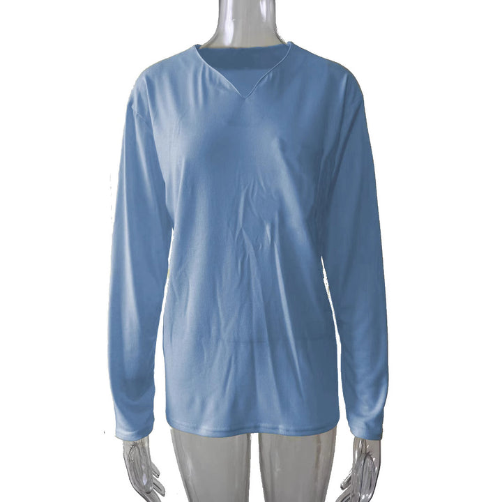 Damen nan legeres Langarmshirt mit V-Notch-Ausschnitt, Brusttasche und lockerer Oversize-Passform Echo Archiv