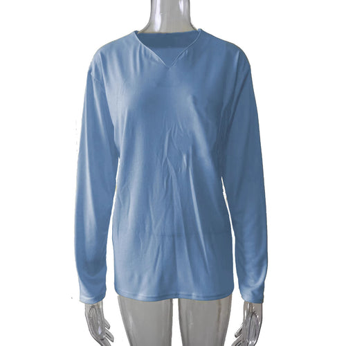 Damen nan legeres Langarmshirt mit V-Notch-Ausschnitt, Brusttasche und lockerer Oversize-Passform Echo Archiv