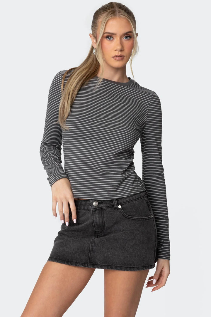 Damen Langarmshirt mit bequemen Schnitt und feinen Streifen Echo Archiv