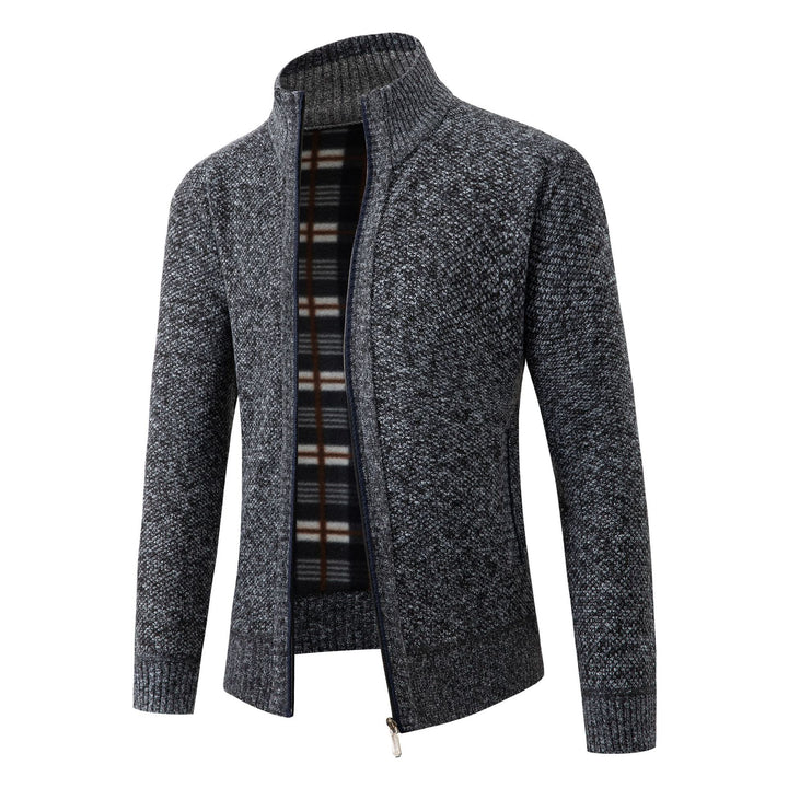 Herren Strickjacke mit modernem Stehkragen und klassischem Innenfutter Echoarchiv