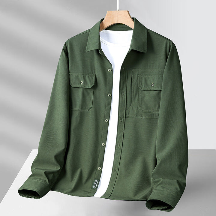Herren nan strukturiertes Overshirt aus atmungsaktivem Ripstop mit zwei Klappbrusttaschen Echo Archiv