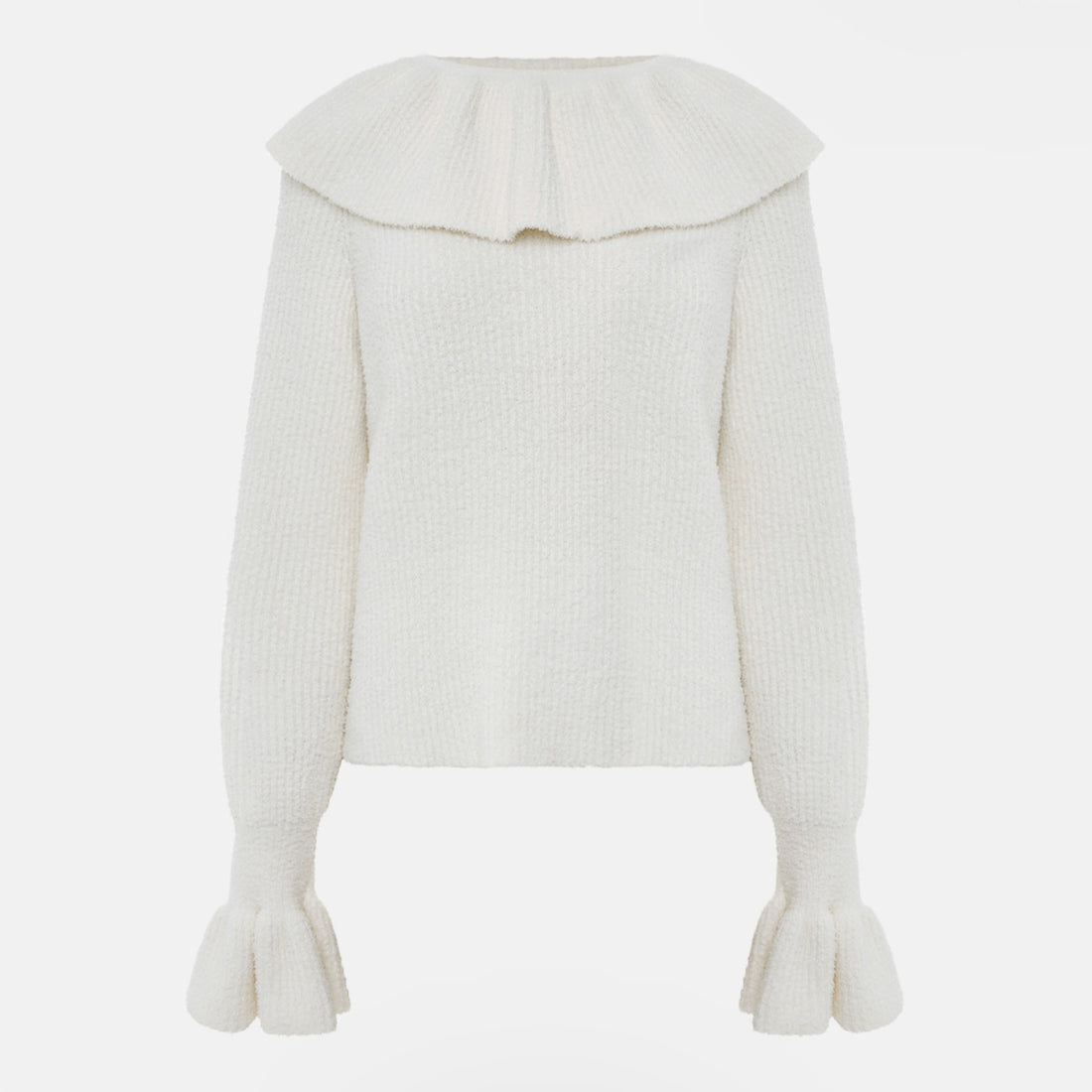Damen Pullover mit weitem Rollkragen und Volantärmeln – Mavelle