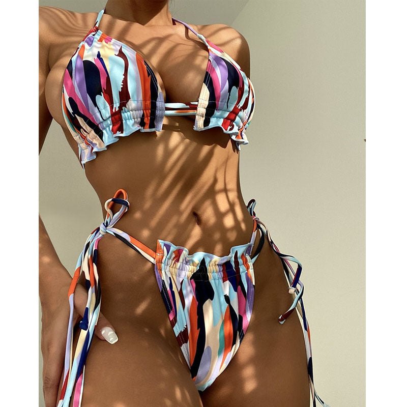 Damen Triangel-Bikini mit verstellbaren Rüschendetails Echo Archiv