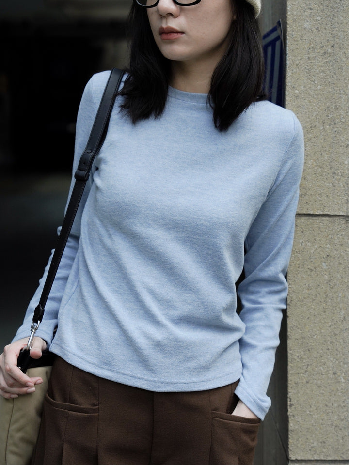 Damen Feiner Rundhals-Pullover aus Baumwoll‑Mix mit leicht taillierter Silhouette Echoarchiv