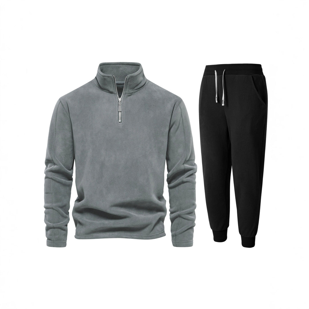 Herren Fleece-Oberteil mit kurzer Reißverschluss und bequemen Jogginghosen Echoarchiv