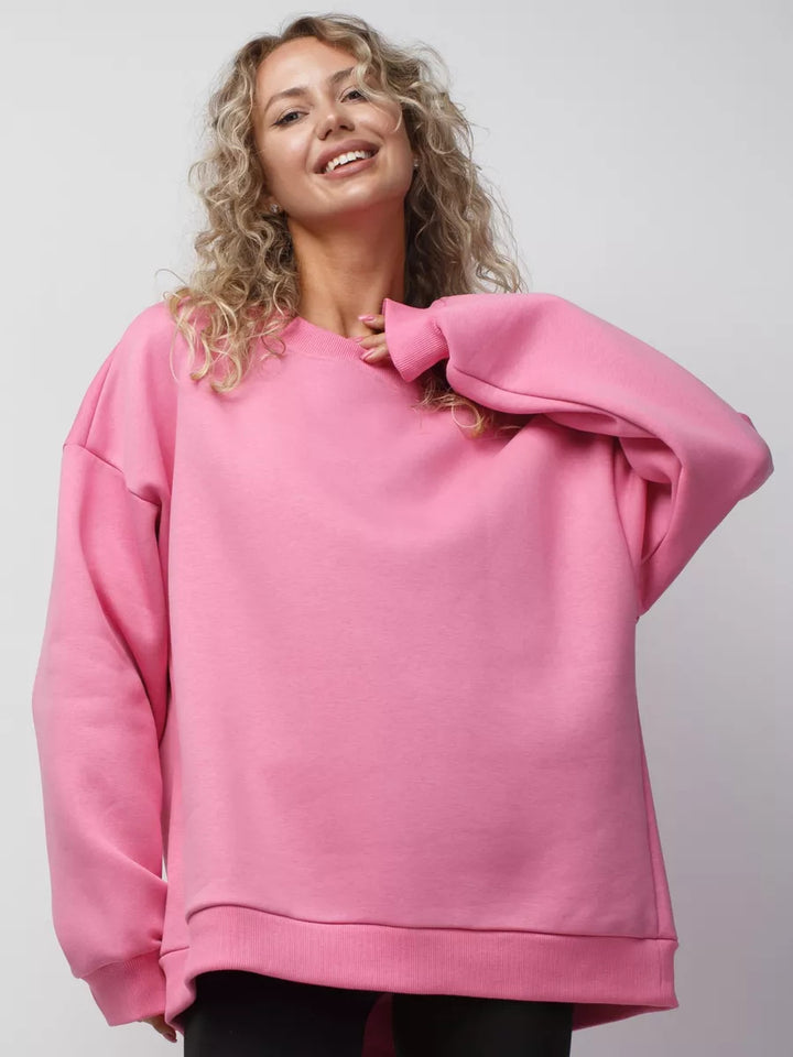 Damen Oversized Sweatshirt mit Rundhals, überschnittenen Schultern und gerippten Bündchen – Avérine