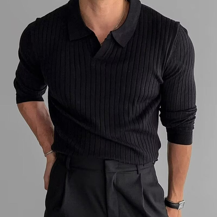 Herren Elegantes Strickpolo mit strukturiertem Design Echo Archiv