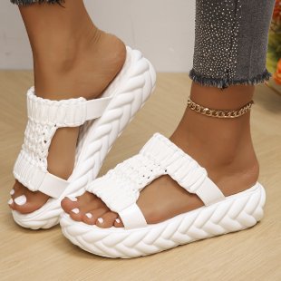 Damen nan handgewebte geflochtene Plateau-Sandalen mit ergonomischer Polstersohle Echo Archiv