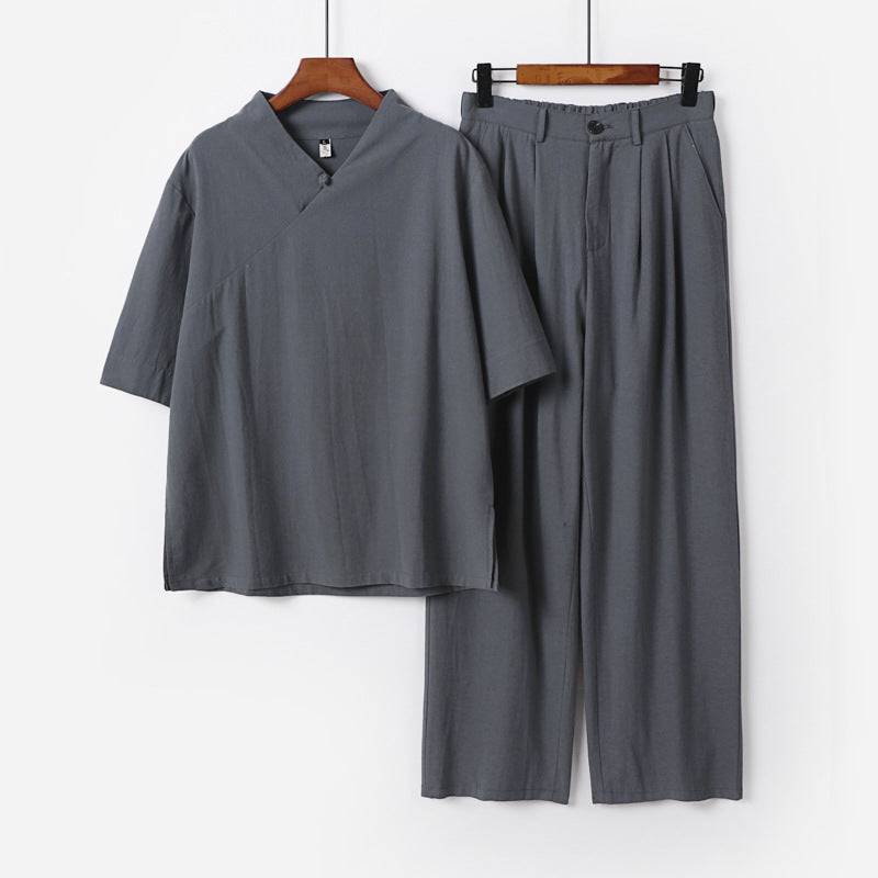 Unisex Locker sitzendes Lounge-Set im Kimono-Stil mit halblangem Arm und elastischer Bundhose Echoarchiv