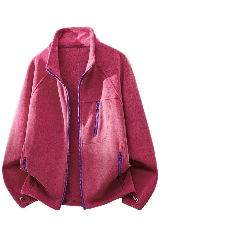Unisex Leichte Fleecejacke mit Stehkragen, Raglanärmeln und multiplen Reißverschlusstaschen Echo Archiv