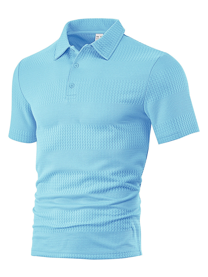 Herren nan körperbetontes Kurzarm-Polo aus elastischem Jacquardstrick mit Hemdkragen Echo Archiv
