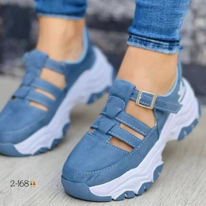 Damen  Plateau-Sneaker mit Riemchenverschluss und gepolsterter Komfortsohle Echo Archiv