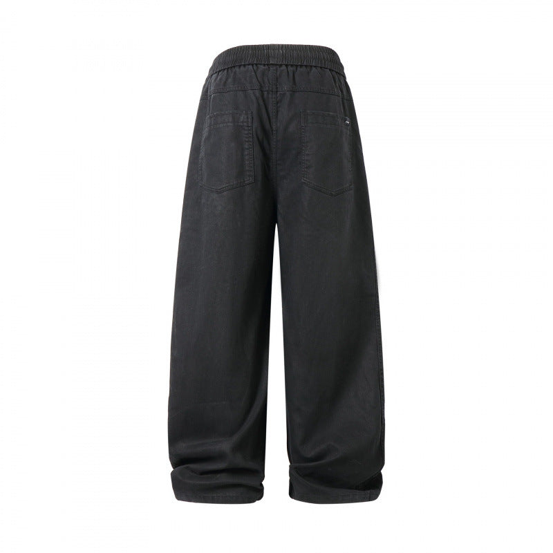 Unisex Weite Denim-Hose mit elastischem Bund, Tunnelzug und fünf Taschen Echo Archiv