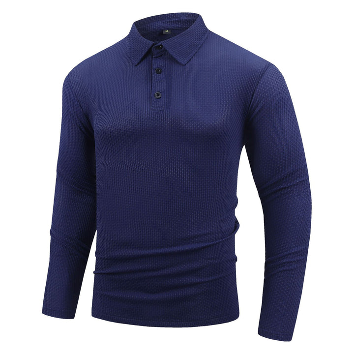 Herren atmungsaktives Langarm-Polohemd mit strukturiertem Design Echoarchiv
