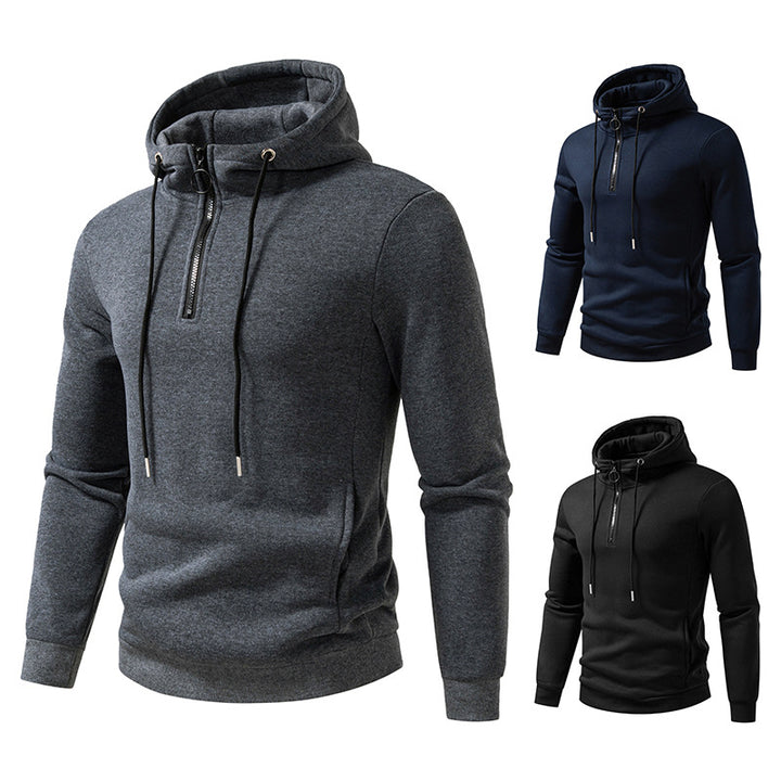 Herren Kapuzenpullover mit halblangem Reißverschluss und modernem Schnitt Echoarchiv