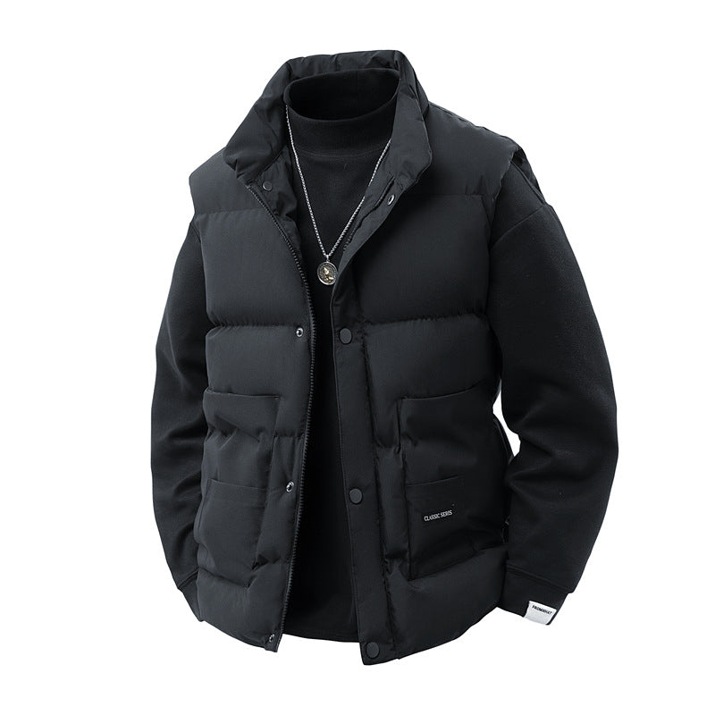 Herren Thermo‑Steppweste mit hoher Kragenblende, Druckknopf‑Front & aufgesetzten Utility‑Taschen Echoarchiv