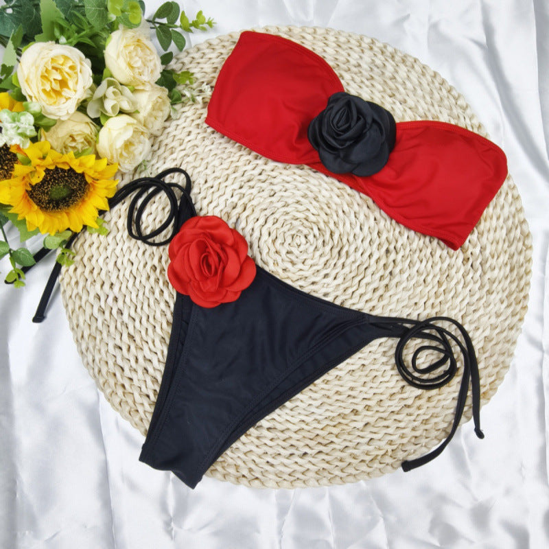 Damen Bikini mit floralem Detail und elastischen Trägern Echo Archiv