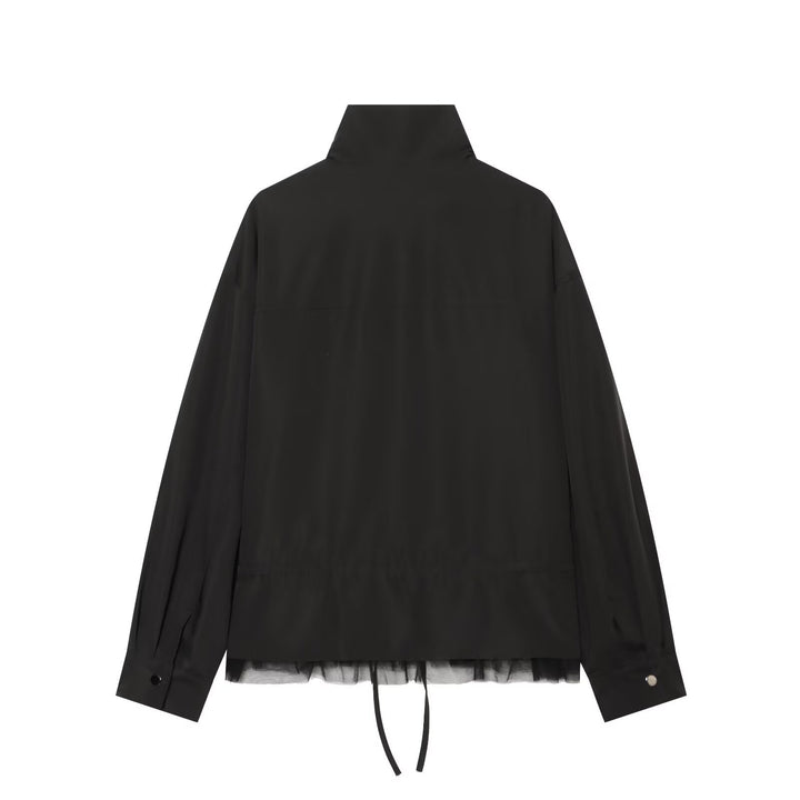 Damen Leichter Blouson mit Stehkragen, Tunnelzug‑Taille und Tüllsaum Echo Archiv