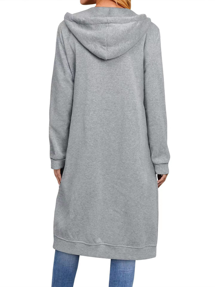 Damen Long Hoodie-Jacke aus bequemen SwEchoarchivtmaterial mit Taschen Echoarchiv