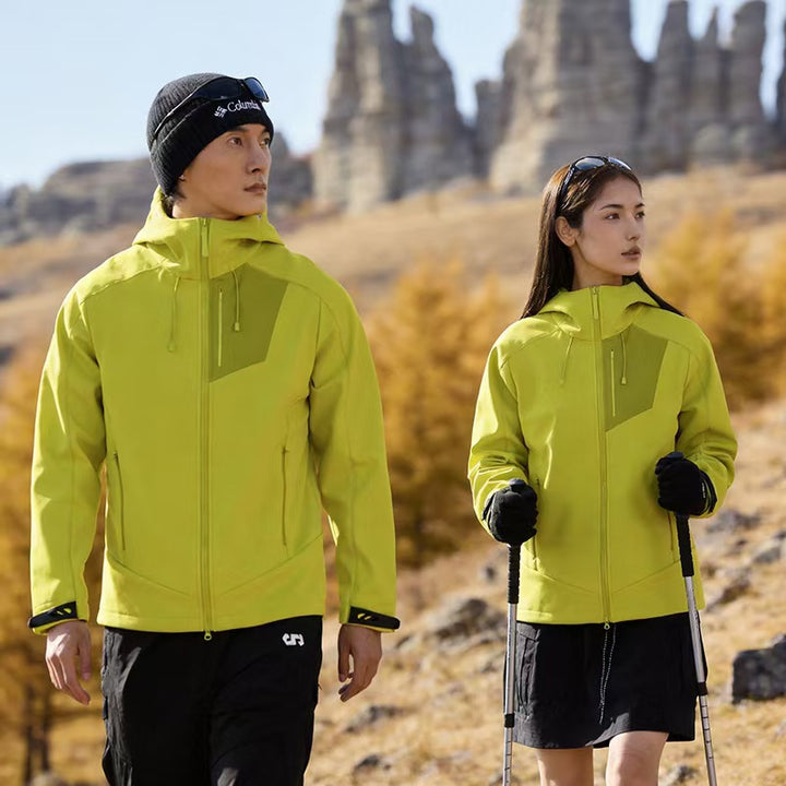 Unisex Softshell Outdoorjacke mit Kapuze, winddicht und elastisch Echoarchiv