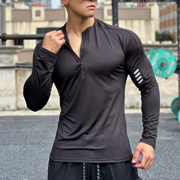 Herren Funktions-Langarmshirt mit hohem Kragen und innovativem Reißverschluss Echoarchiv