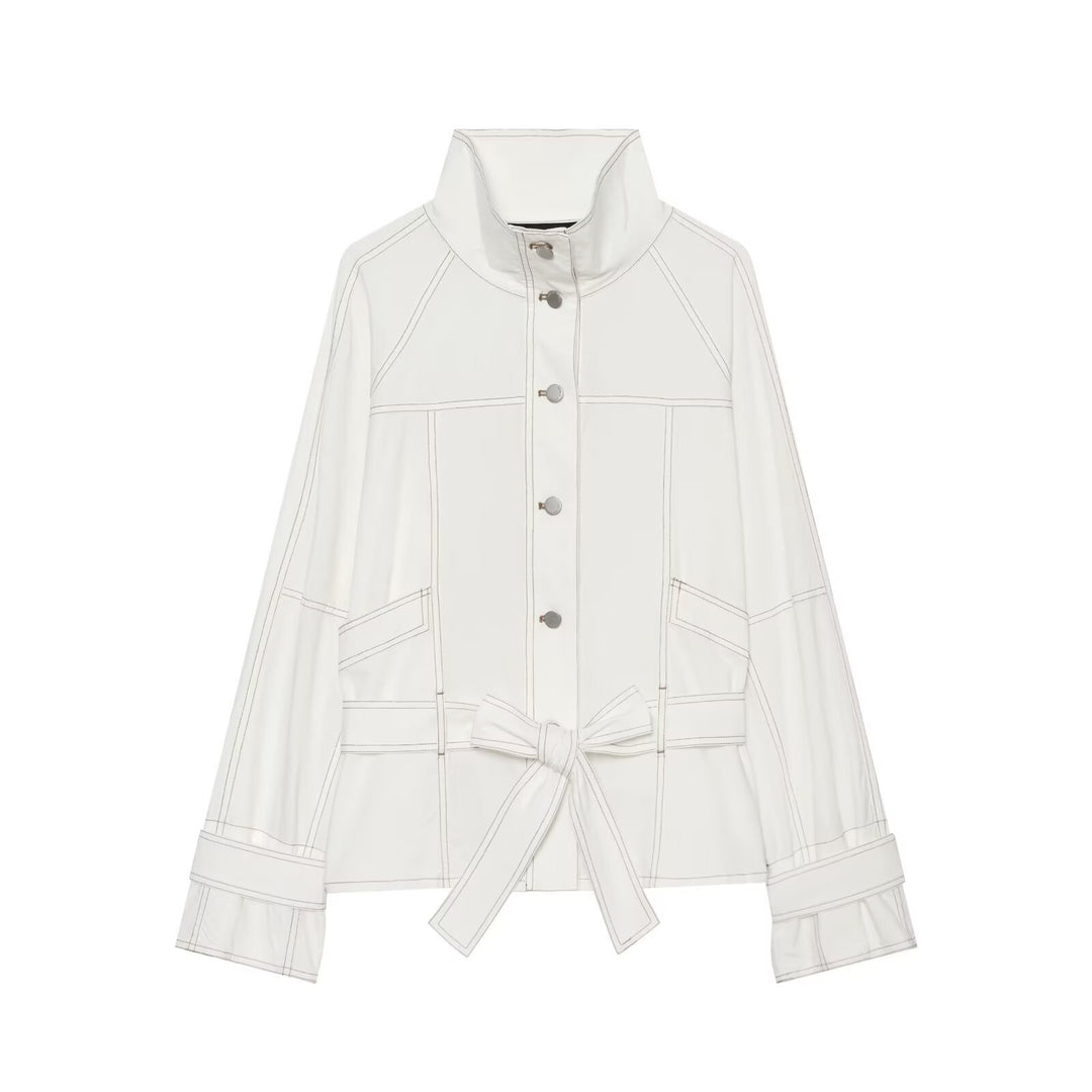 Damen Utility-Übergangsjacke mit Stehkragen und Taillengürtel Echo Archiv