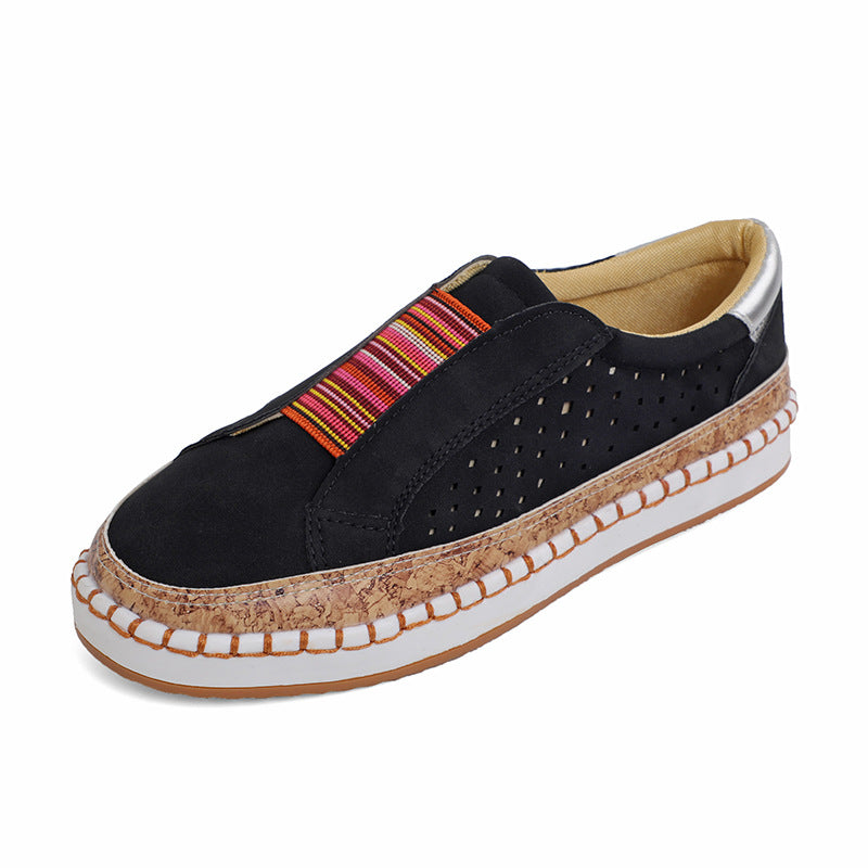 Damen nan leichte Slipper-Sneaker mit Korkrand und perforiertem Obermaterial Echo Archiv