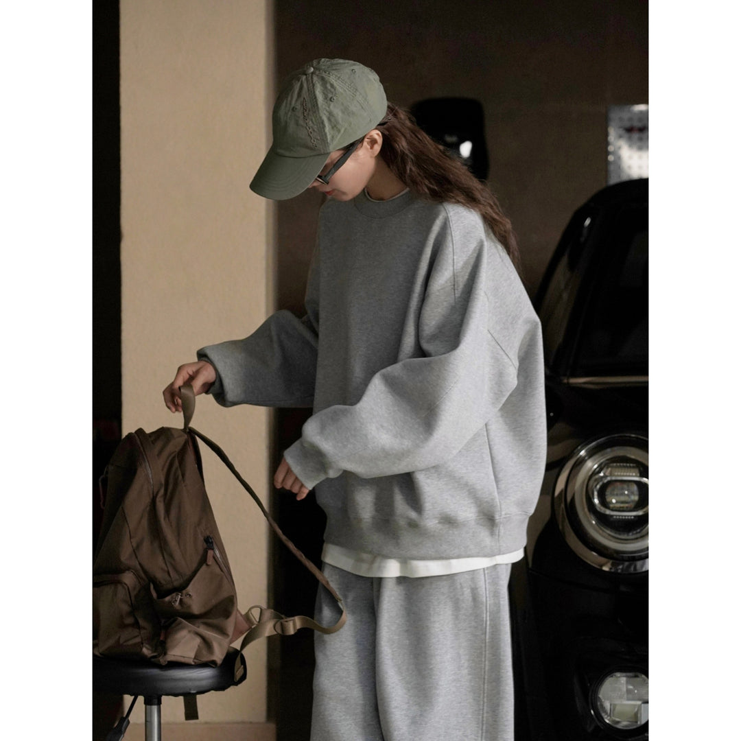 Damen Relaxed-Sweatpullover mit verstärktem Rundhalsausschnitt und Baumwoll-Fleece Echoarchiv