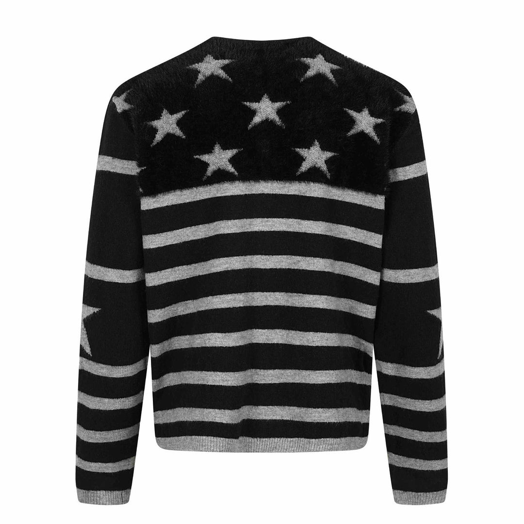 Unisex Gestreifte Knopf-Cardigan im Relaxed‑Fit mit Eingrifftaschen Echoarchiv