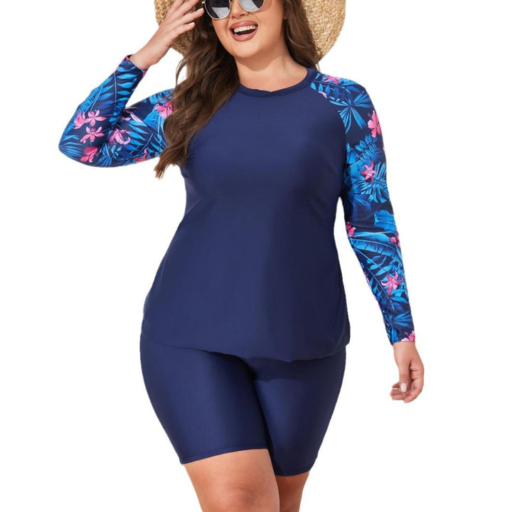 Damen UV-Schutz Surfanzug Set mit langen Ärmeln und farbenfrohem Blattmuster Echo Archiv