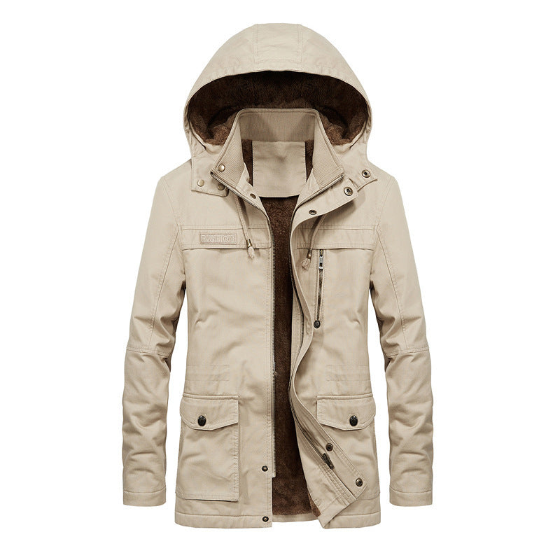 Herren Canvas-Parka mit Teddyfutter, verstecktem Zweiwege-Reißverschluss und Utility-Taschen – Taviero