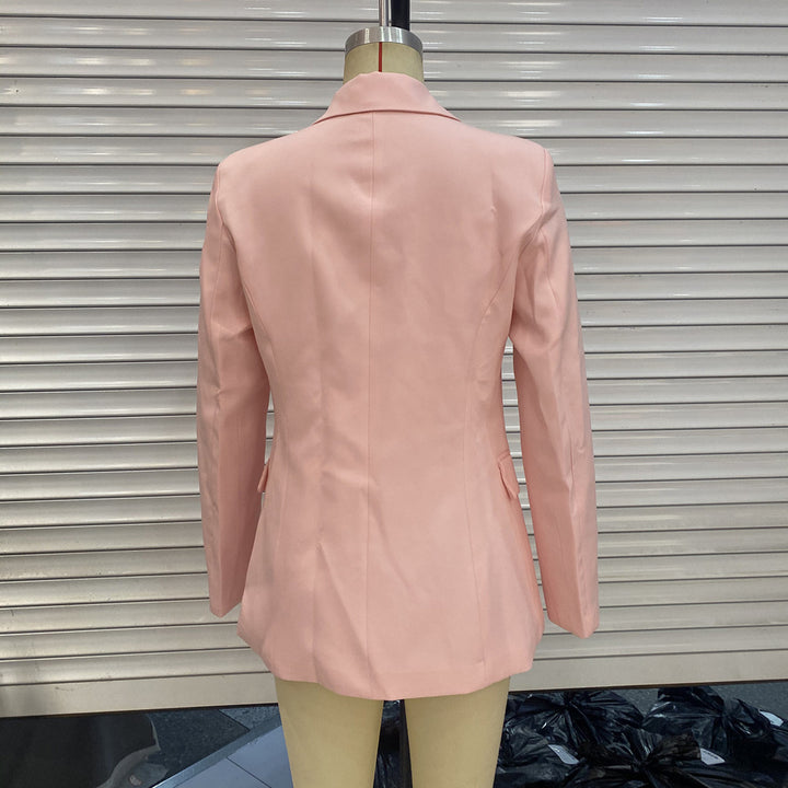 Damen eleganter Langblazer mit dekorativen Knotenverschlüssen und Pattentaschen – Valéne