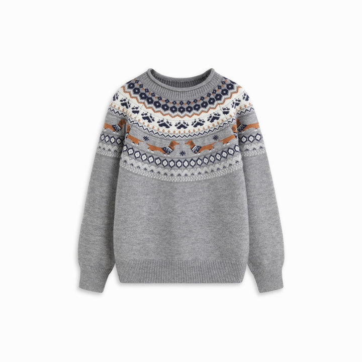 Damen Gemusterter Pullover mit Rundhalsausschnitt Echoarchiv
