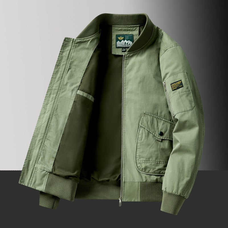 Herren Kurzschnitt Utility-Bomberjacke mit Cargo-Pattentaschen und Ärmelfach – Brevano