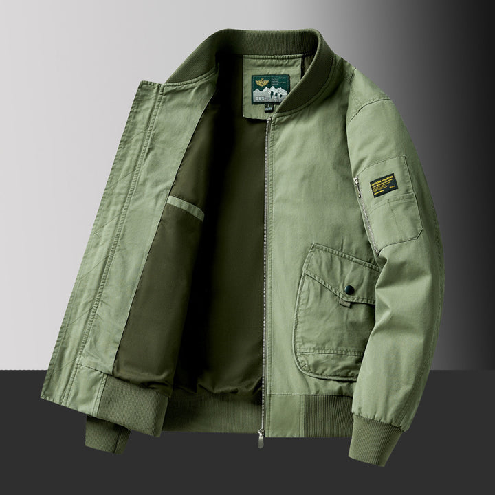 Herren Kurzschnitt Utility-Bomberjacke mit Cargo-Pattentaschen und Ärmelfach – Brevano