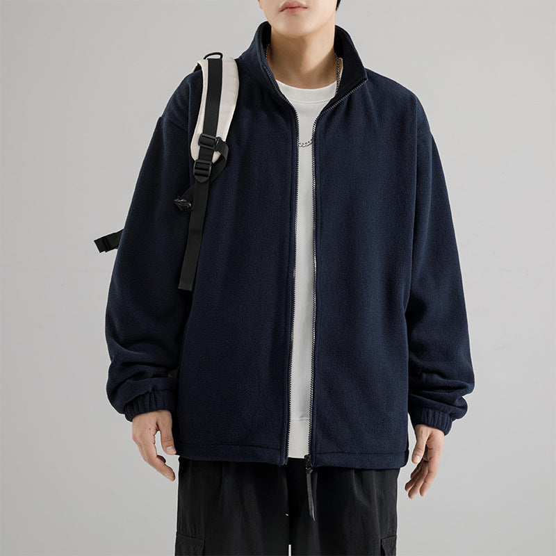 Herren Fleecejacke mit Stehkragen, durchgehendem Reißverschluss und elastischen Bündchen Echo Archiv