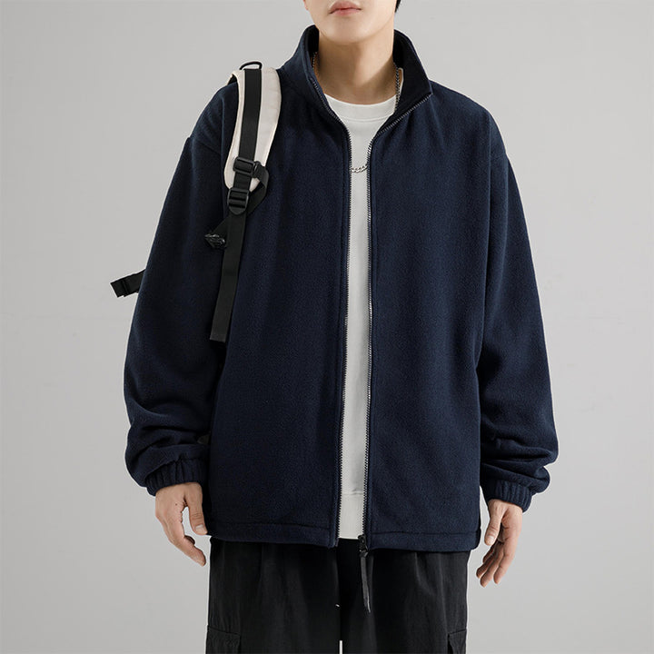 Herren Fleecejacke mit Stehkragen, durchgehendem Reißverschluss und elastischen Bündchen Echo Archiv