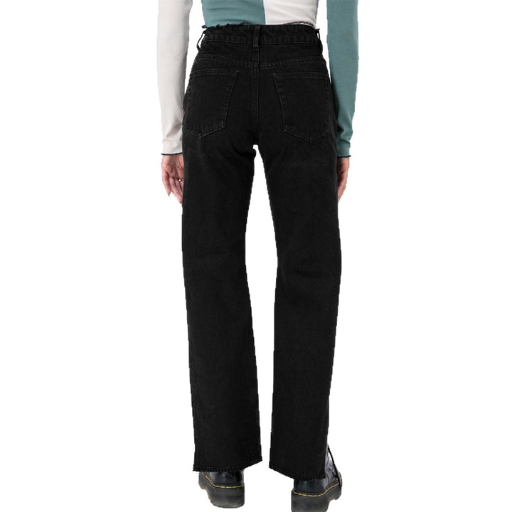 Damen hochgeschnittene Straight-Jeans mit seitlichem Beinschlitz und dezenten Rissen Echo Archiv