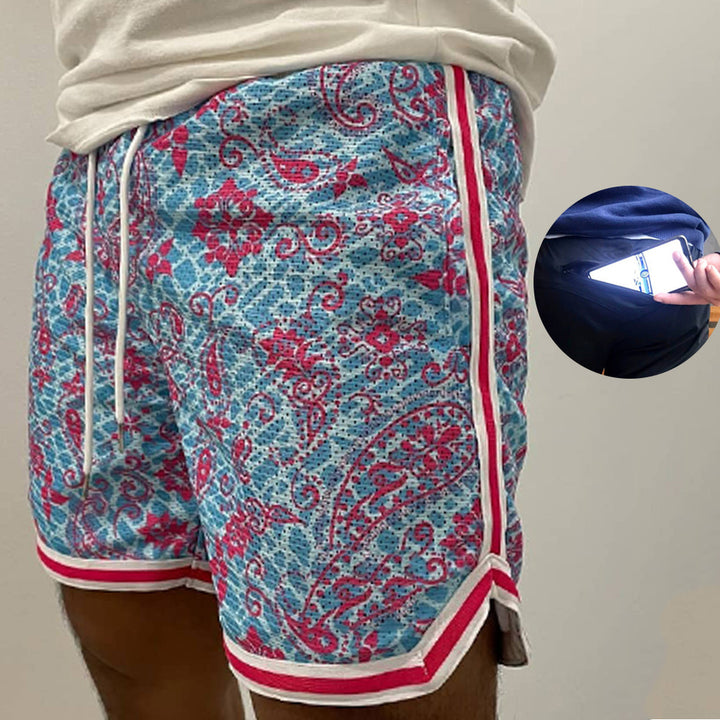 Herren Sportliche Badeshorts mit modischem Paisleymuster und elastischem Bund Echoarchiv