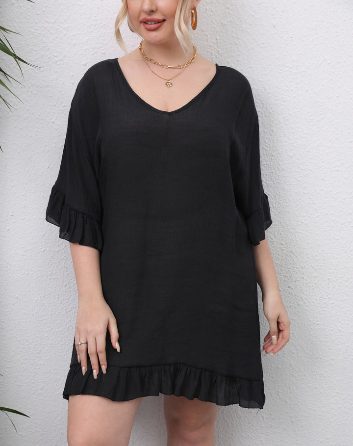 Damen leichtes Strandkleid mit voluminösen Rüschen Echo Archiv