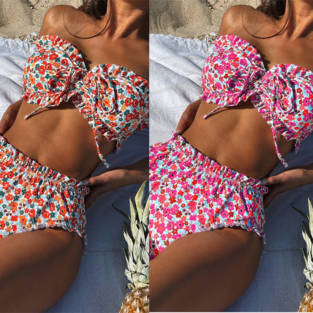 Damen Bandeau-Bikini-Set mit verspieltem Rüschendesign Echo Archiv