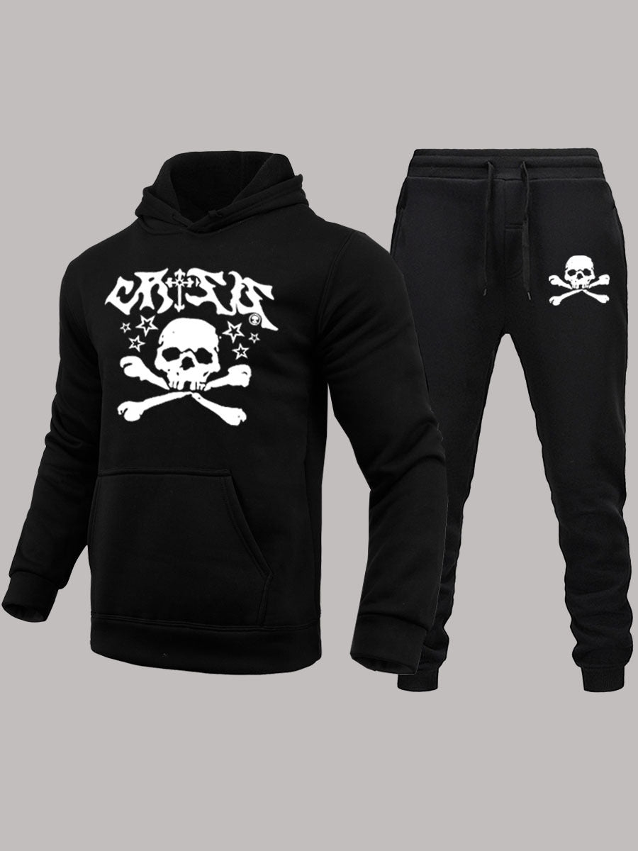 Herren Hoodie und Jogginghose Set mit auffälligem Totenkopf-Design Echoarchiv