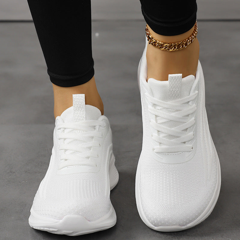 Damen Atmungsaktive Strick-Schnürsneaker mit ergonomischer Wedge-Dämpfung – Névara