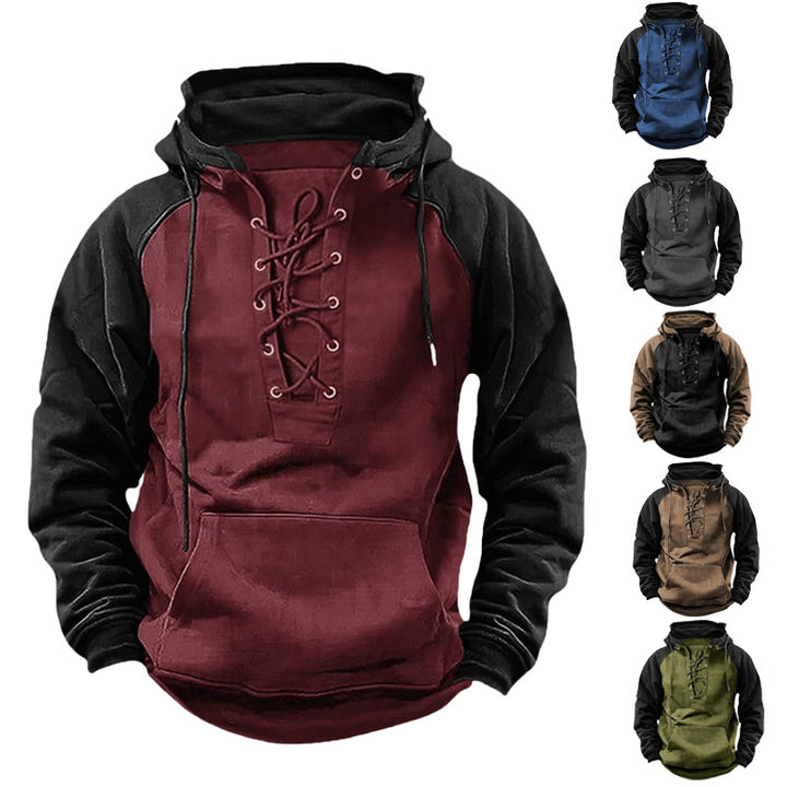 Herren lässiger Kapuzenpullover mit Lace-Up-Design Echoarchiv
