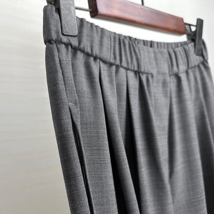 Damen Weite High-Waist Stoffhose mit Gummibund und geradem Bein Echoarchiv