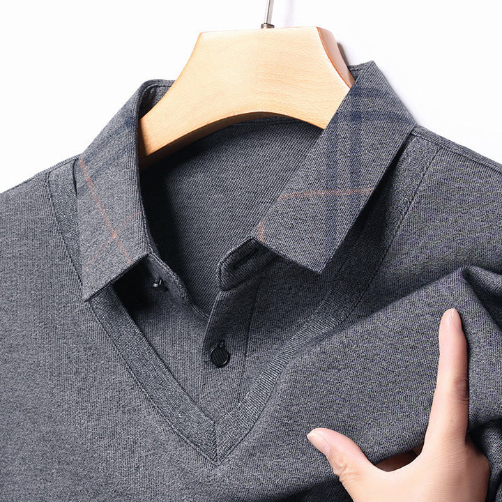 Herren eleganter V-Ausschnitt Pullover mit strukturiertem Kragen und modernem Design Echoarchiv