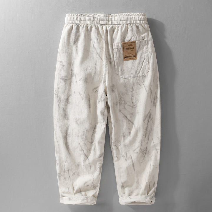 Herren Weite Baggy-Cargohose mit Marmor-Print und Kordelzug Echoarchiv