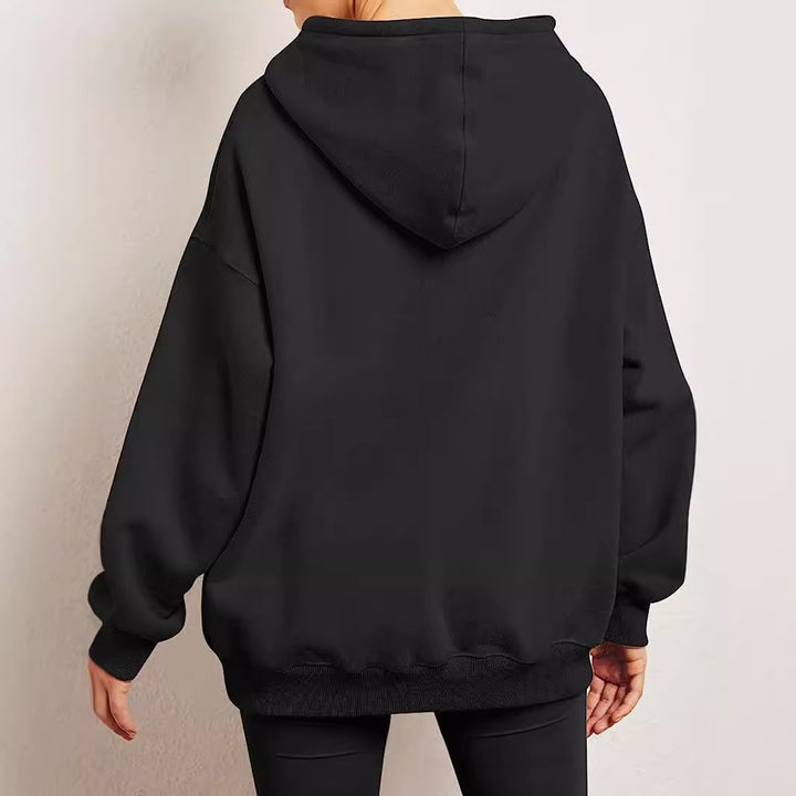 Damen nan Relax-Fleece Kapuzenpullover mit Kängurutasche, verlängerter Rücken und überschnittener Schulter Echo Archiv